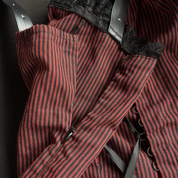 Shein Steampunk Dress Medium Lace Up Ruffle Whimsigoth Studded Straps Punk - Picture 6 of 13